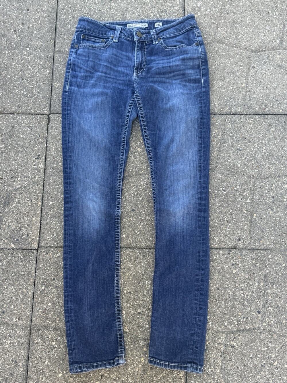 BKE Harper Skinny Jeans Women’s Size 28L Stretch Mid Rise Blue Medium Wash Denim
